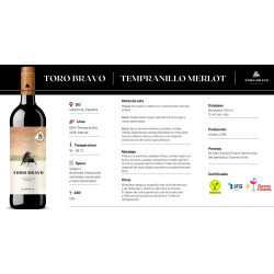 Vino Tinto Toro Bravo Tempranillo Merlot 750 ml - Cavas Towns Vino Tinto Toro Bravo Tempranillo Merlot 750 ml - Cavas Towns